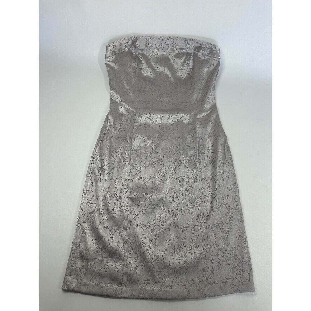 Express Strapless Silver Brocade Cocktail Dress Size S